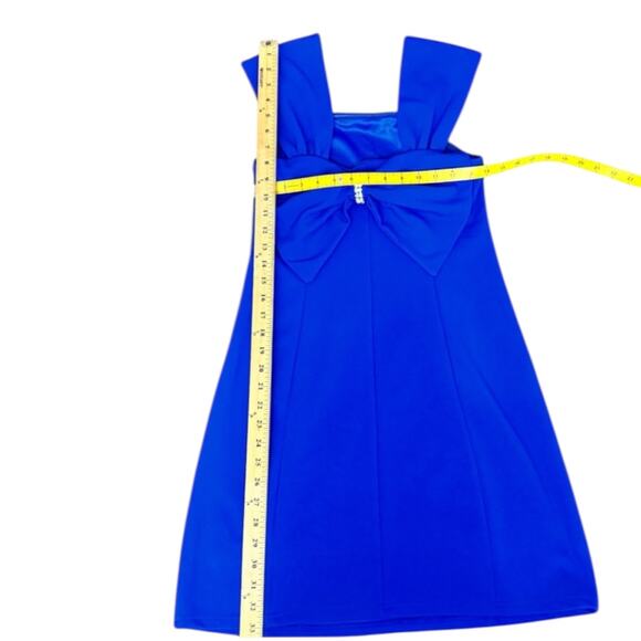 185. SHE+SKY | NEW W/Tag Blue RhineStone Bow Boutique Dress SZ:S -Flawed - Picture 7 of 7